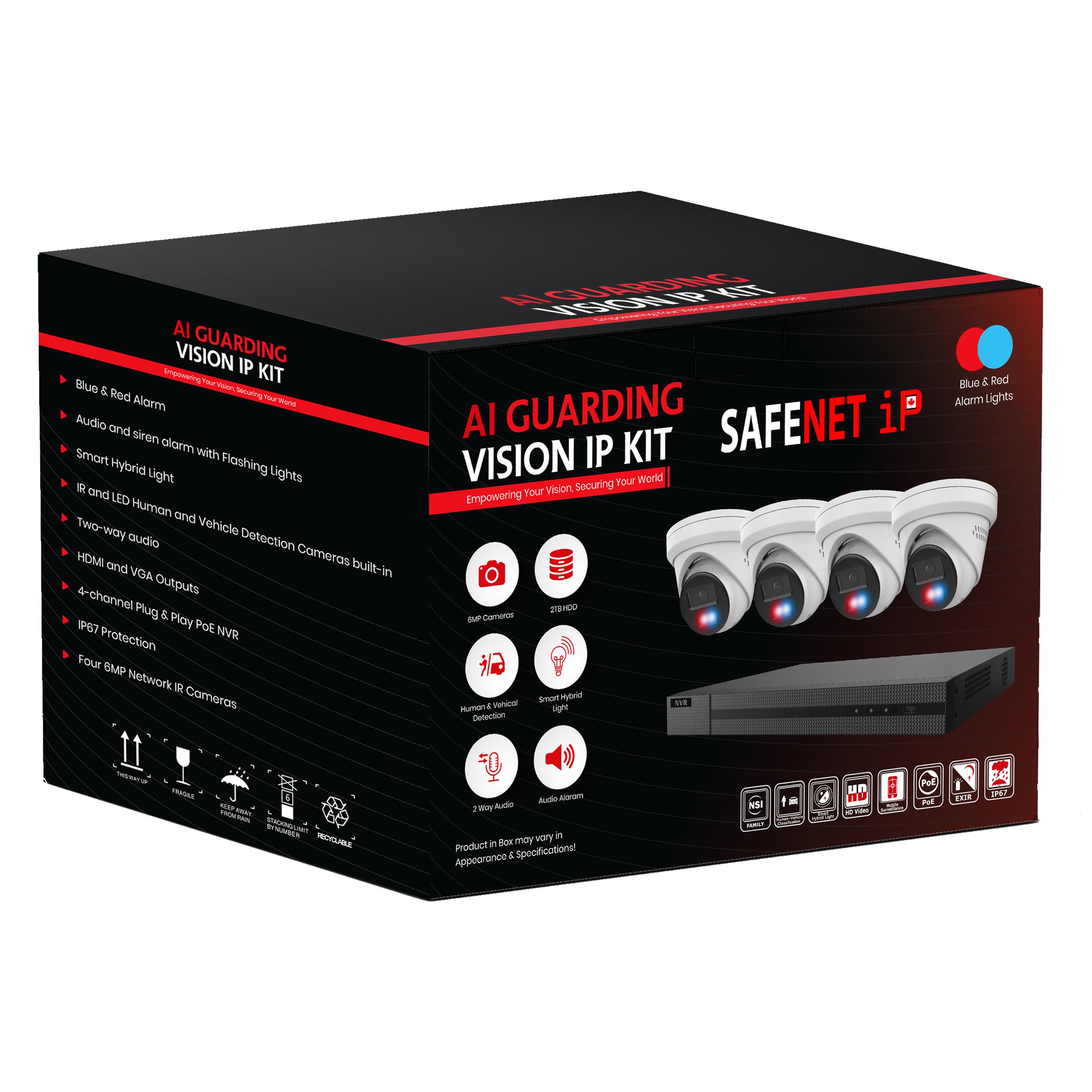 Guarding Vision 4CH IP Kit - 4CH NVR, 2TB HDD, 4*6MP Smart Hybrid